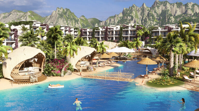 Cabbanas and pool view